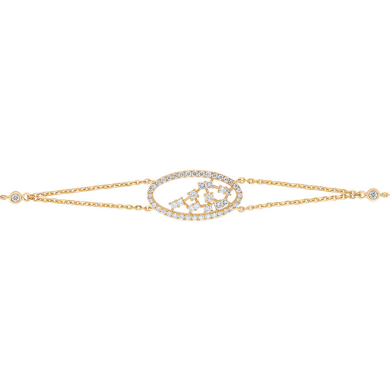18K Gold Diamond Bracelet, oval
