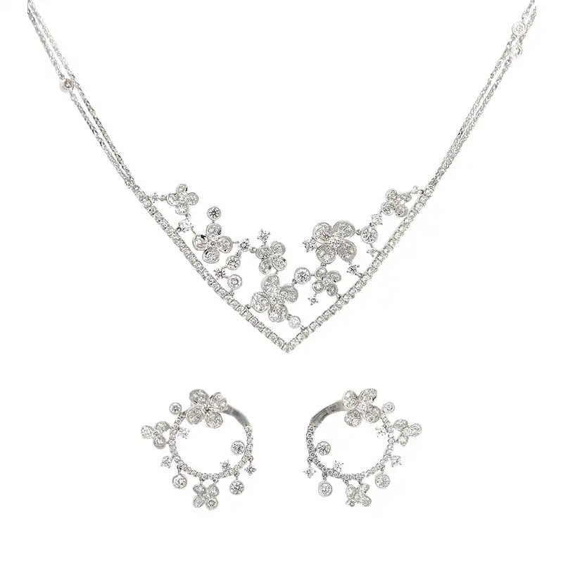 18K White Gold Diamond Necklace Set NE-2614