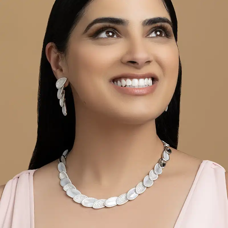 Diamond Mother of Pearl Necklace Set NE-2641