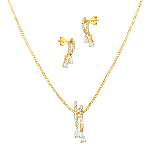 18k gold necklace store and earring set