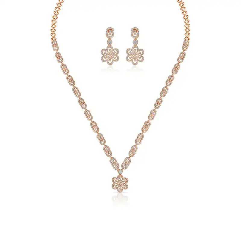 Floral Diamond Necklace & matching earrings