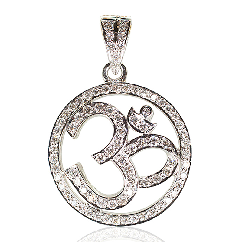 Round OM pendant in White Gold and Diamonds
