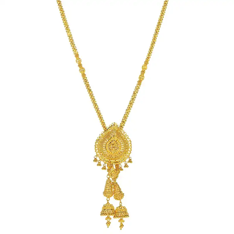 22K Gold Chandelier Necklace and Jhumka Earring Set