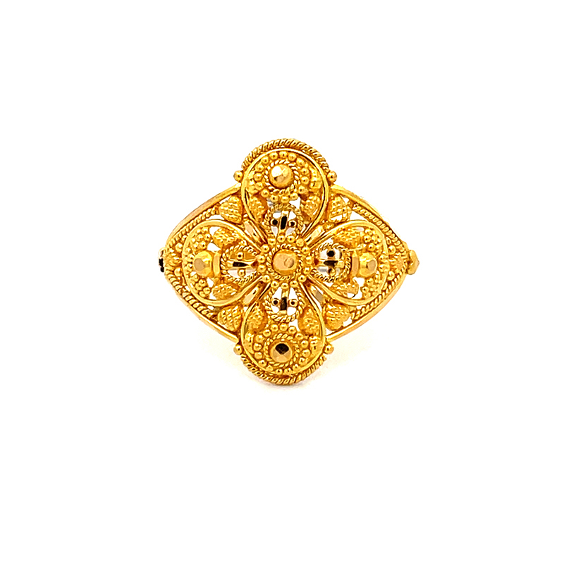 22k Yellow Gold Floral Pattern Ring