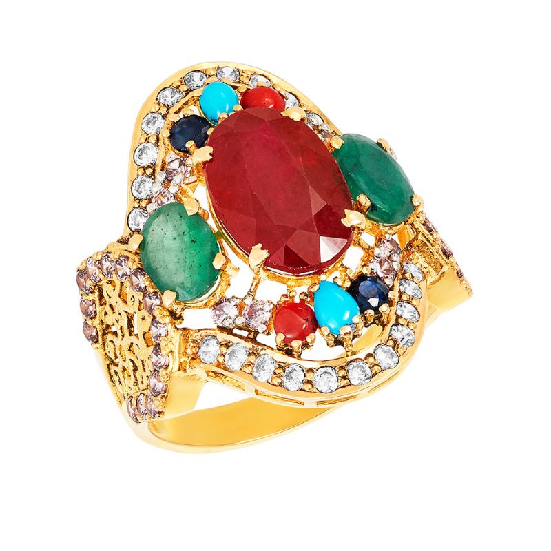Buy METALM Oxidised Silver Ring Set With A Semi-Precious Red Jasper Stone  For Women online