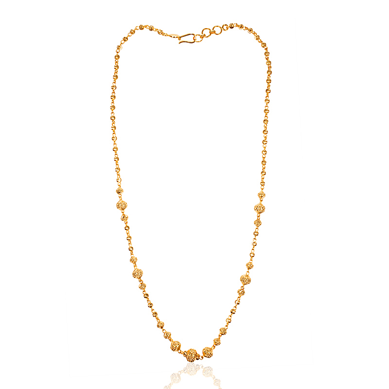 22K Long Chain With Fancy Balls - AjCh67538 - US$ 3,209 - 22K Long Chain  With Fancy Balls. Entire chain is designed small gold beads in strand of  four joined