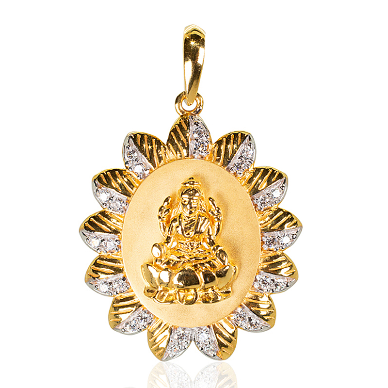 Goddess Lakshmi - Two tone Gold Pendant