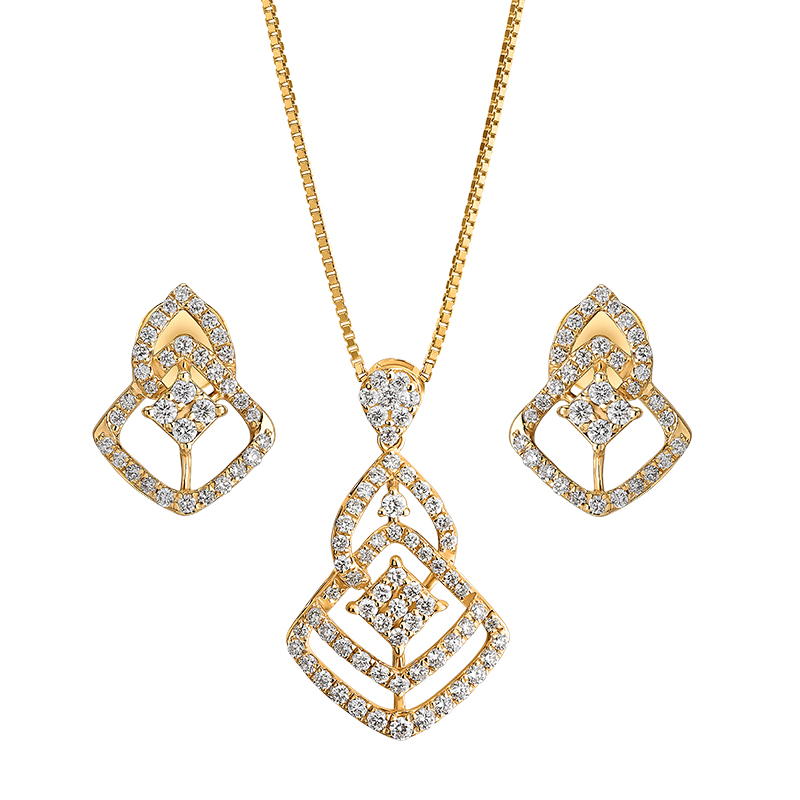 Two tier, drop & rhombus shaped Pendant Set