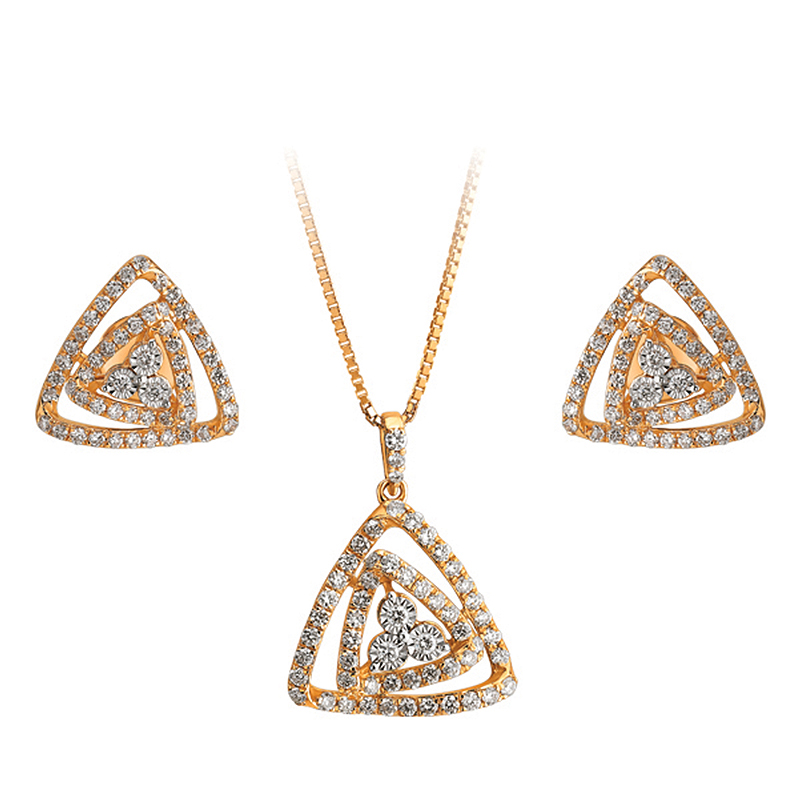 Triangle 18K Rose Gold Diamond Earrings