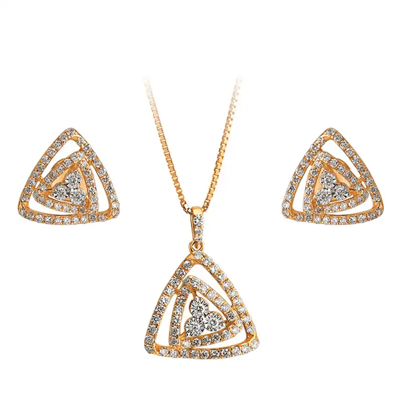Triangle 18K Yellow Gold Diamond Earrings