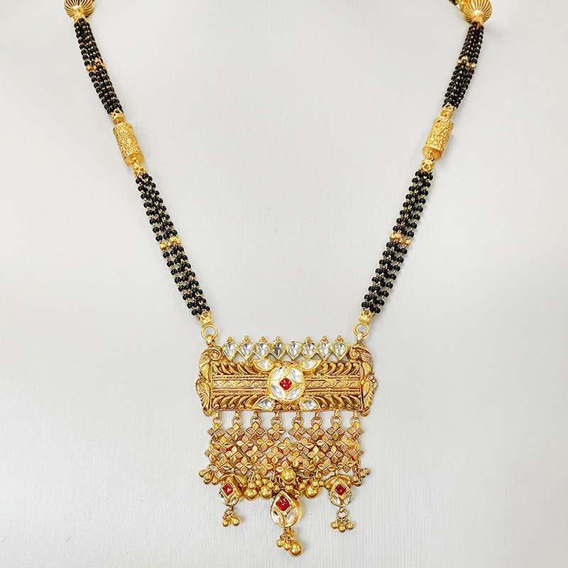 22K Gold Mangalsutra with polki - MS-4969