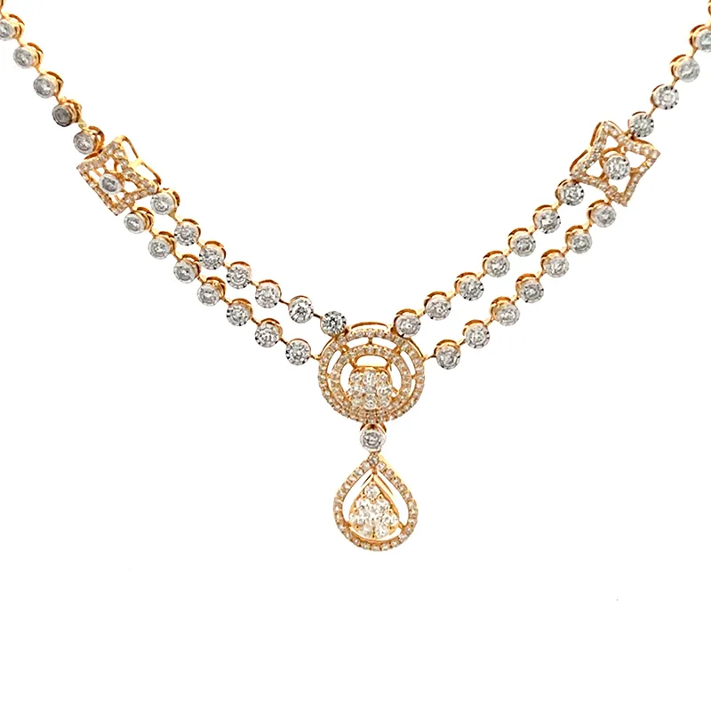 Elegant Gold and Diamond Necklace Set