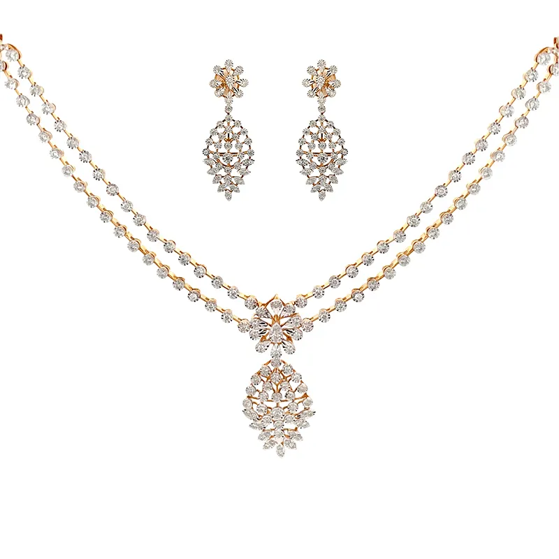 18K Gold Diamond Necklace Set