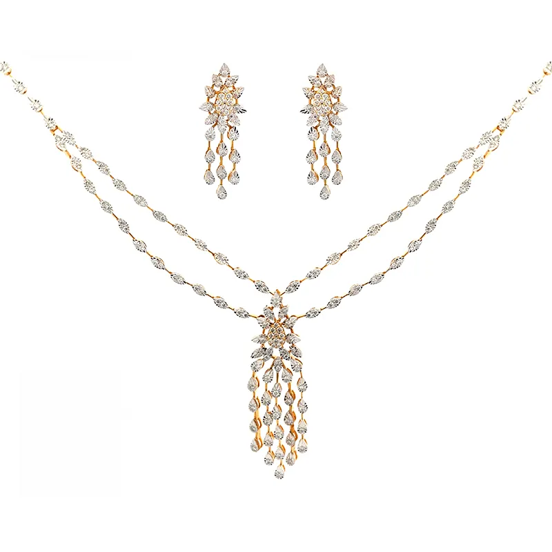 18K Gold Diamond Necklace Set