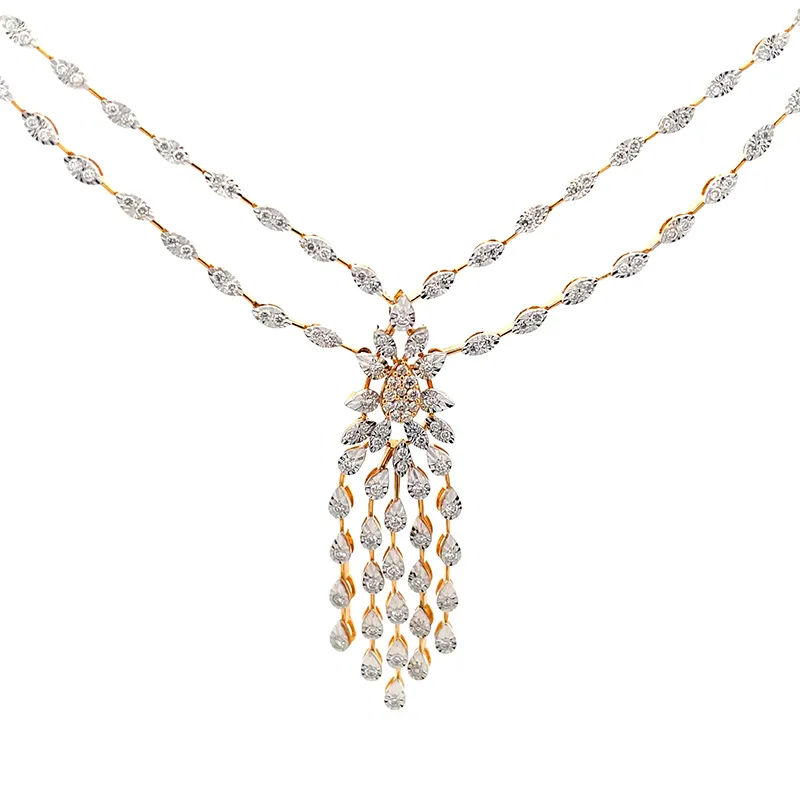 18K Gold Diamond Necklace Set