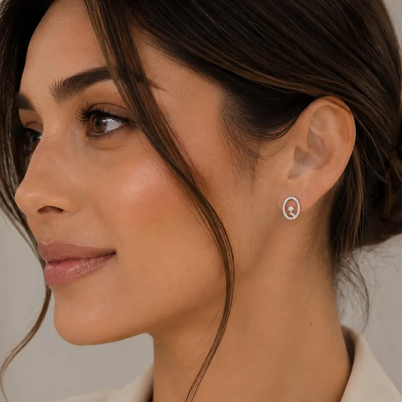 Elegant Gold Diamond Stud Earrings