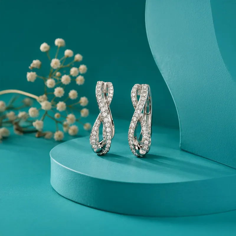 Spiral Diamond Huggies Earrings