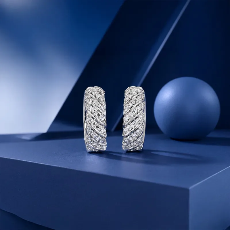 Gold Diamond Huggie Earrings - 0.50 inch