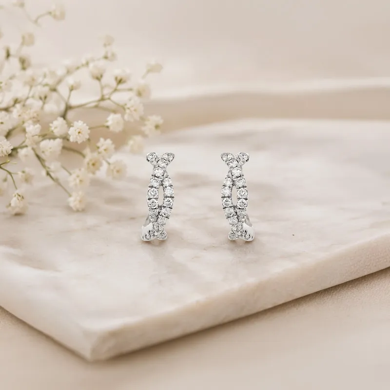 Minimalist White Gold Diamond Earrings