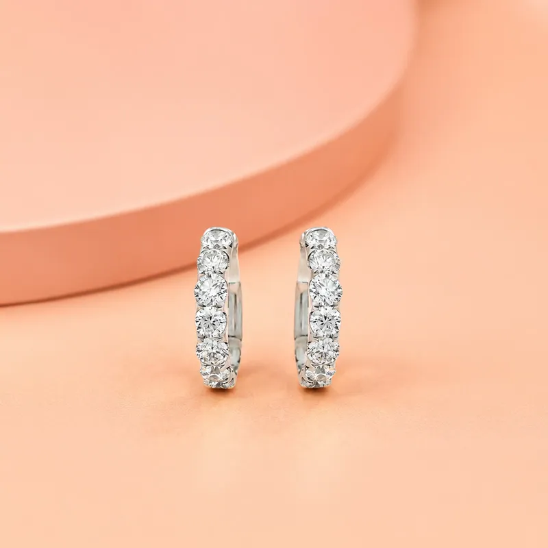 Round Diamond Huggie Earrings - 0.50  inch