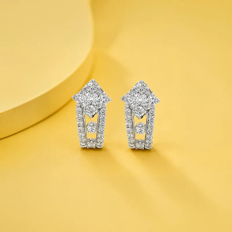 Gold Diamond Huggie Earrings - 0.60 inch