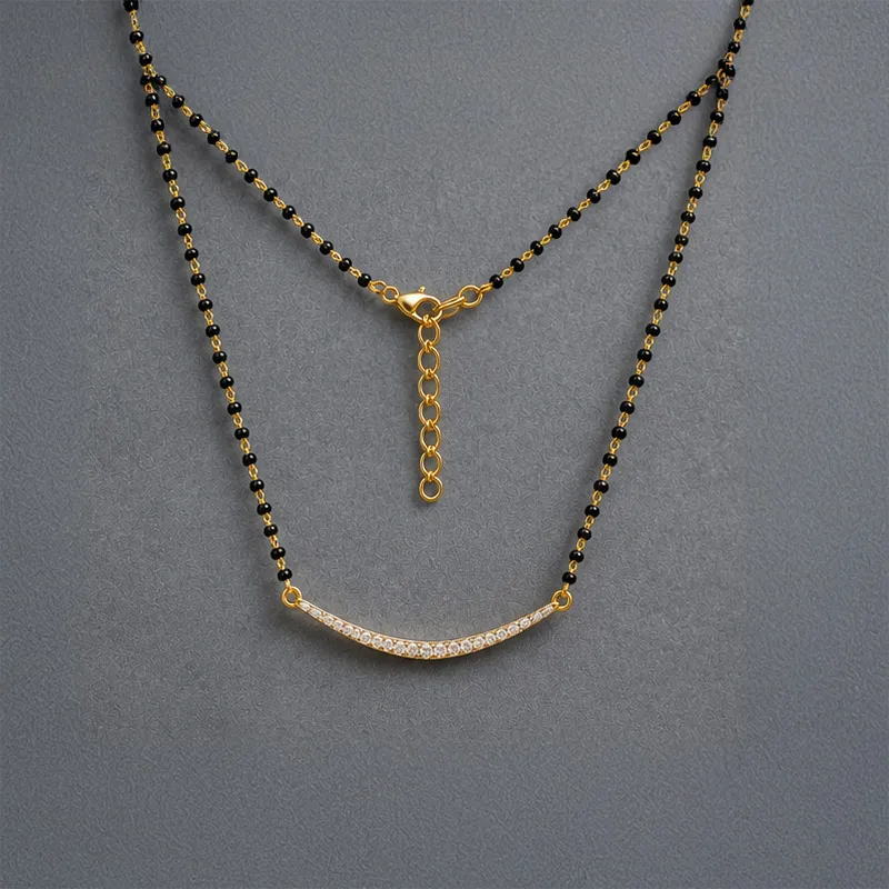Minimalist 18K White Gold Diamond Mangalsutra Necklace for Women with Timeless Appeal