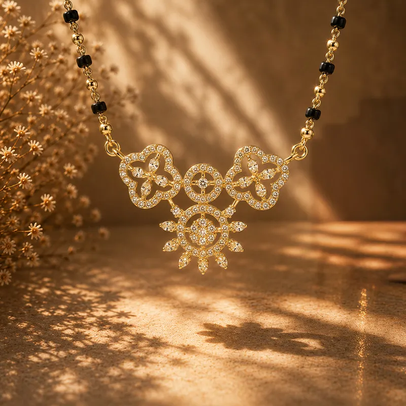 Floral 18K Yellow Gold Diamond Necklace for Everyday Sophistication and Special Occasions