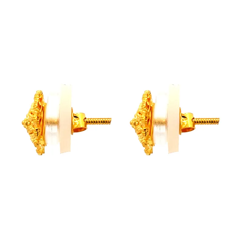 Elegant  Round 22K Gold Stud Earrings