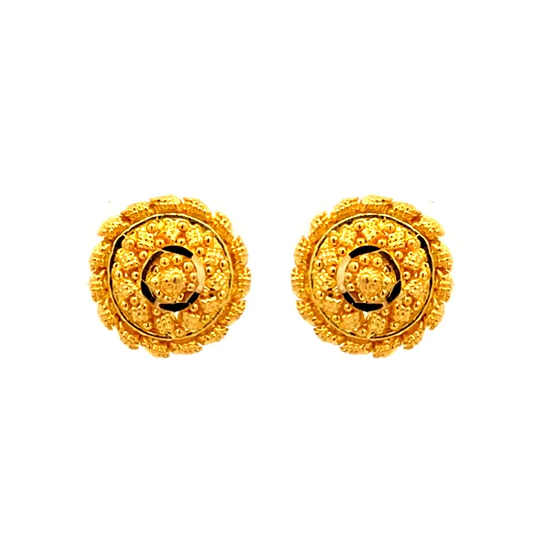 Elegant  Round 22K Gold Stud Earrings