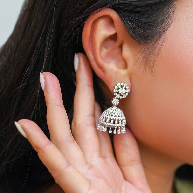 Elegant White Gold Chandelier Earrings