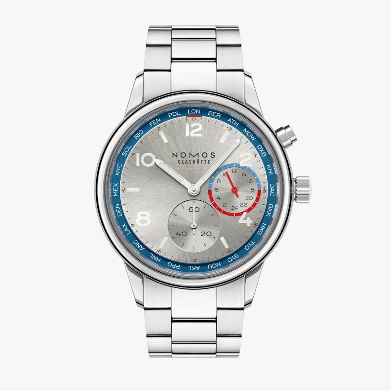NOMOS Glashütte Club Sport Neomatik Worldtimer Silver
