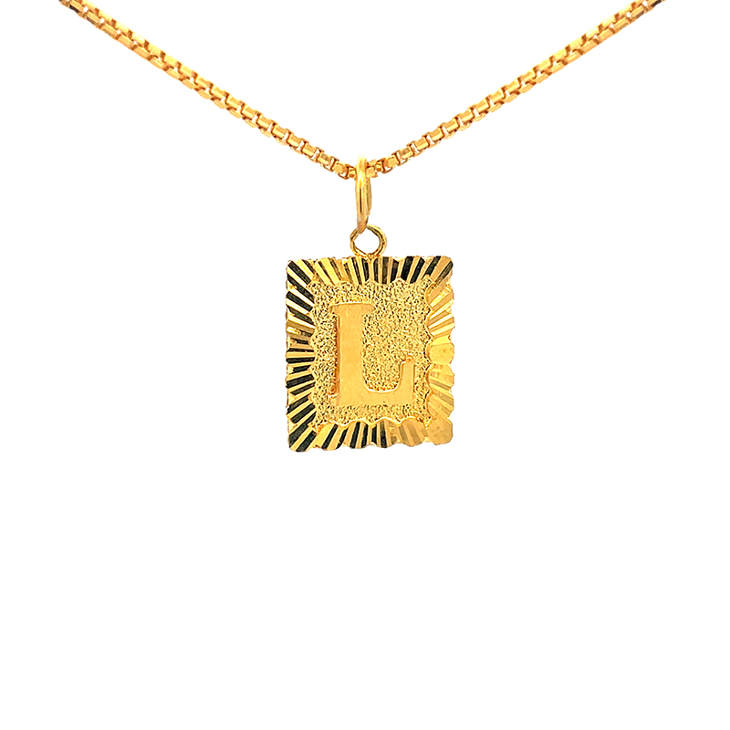 Letter L Initial Pendant in 22K Yellow Gold