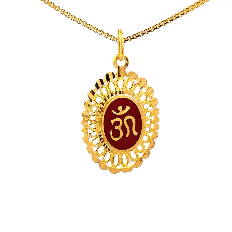Om Pendant Oval in 22K Gold