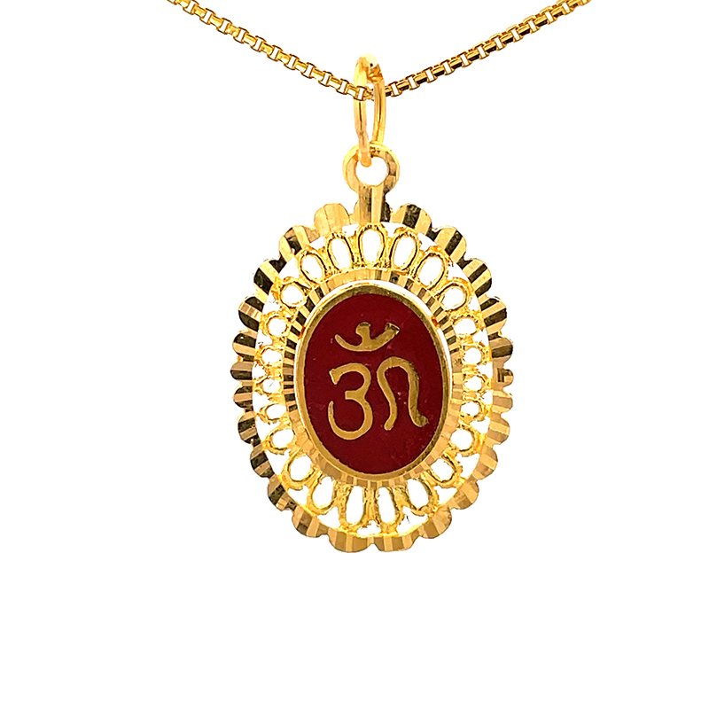 Om Pendant Oval in 22K Gold